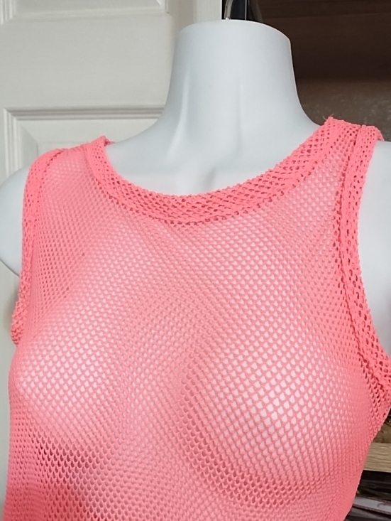 Other - Neon Coral Mesh Tank Top (S)